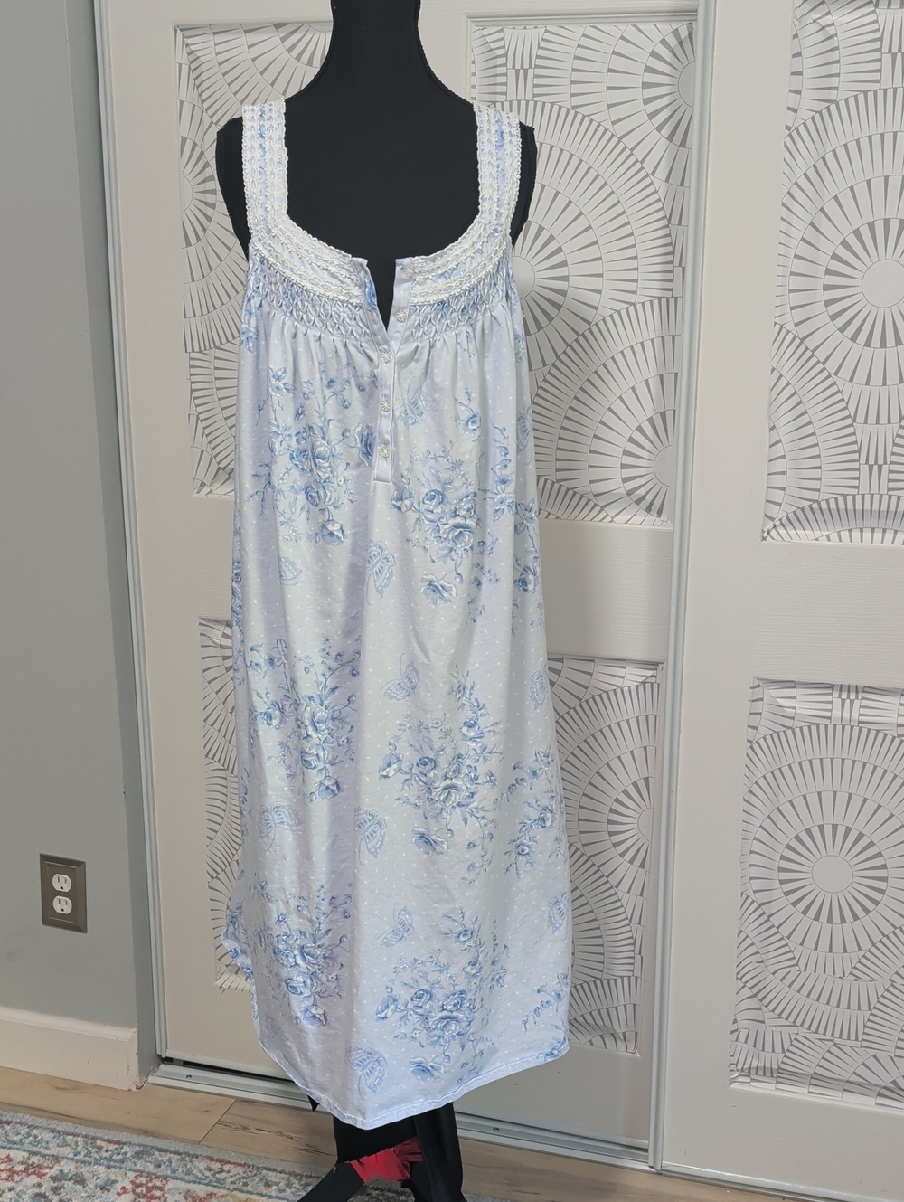 Charter Club Light Blue & White Floral Cotton Nightgown